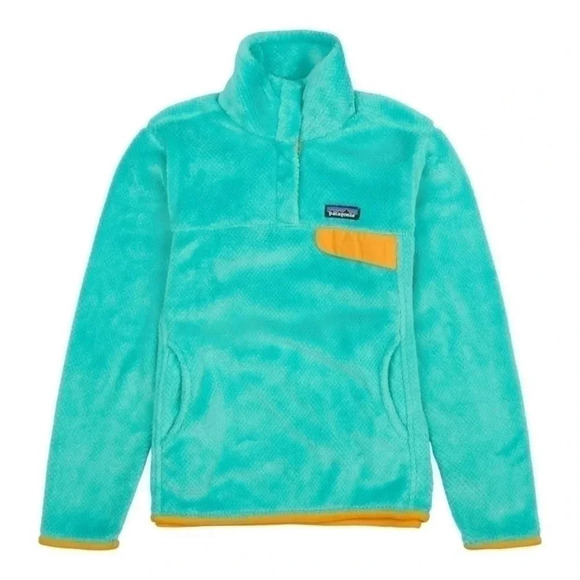 Patagonia Re-Tool Snap-T‎ Fleece Pullover-Womens Size Small-Turquoise/Yellow - Picture 1 of 6